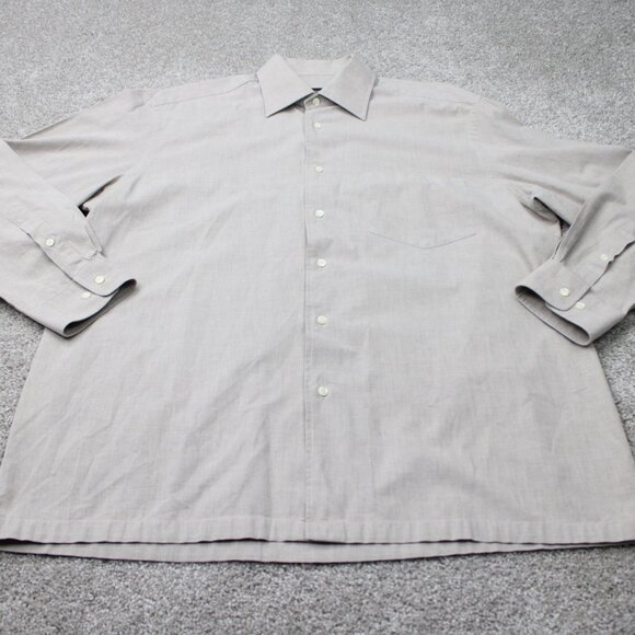 BOSS Hugo Boss Shirt Mens 16, 32/33 Beige 100% Cotton Long Sleeve Button Up - Picture 3 of 14